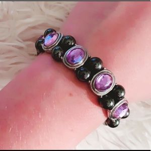 💜3/25 beaded bracelet with purple gems